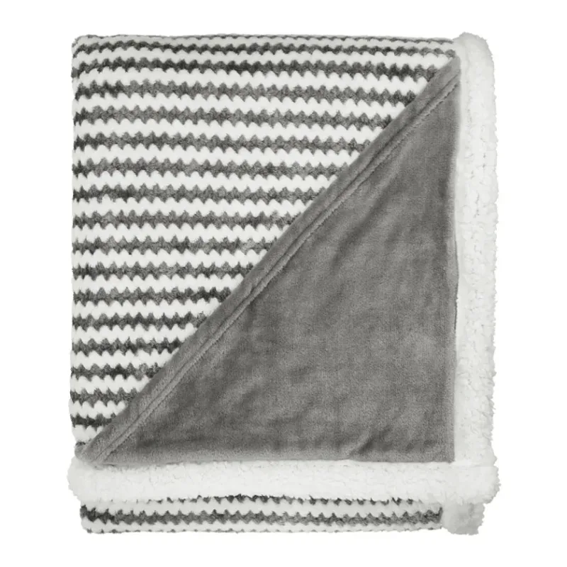 Custom Field & Co. Chevron Striped Sherpa Blanket - 50" x 60" — view 5