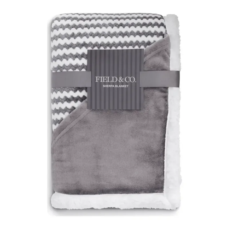 Custom Field & Co. Chevron Striped Sherpa Blanket - 50" x 60" — view 6