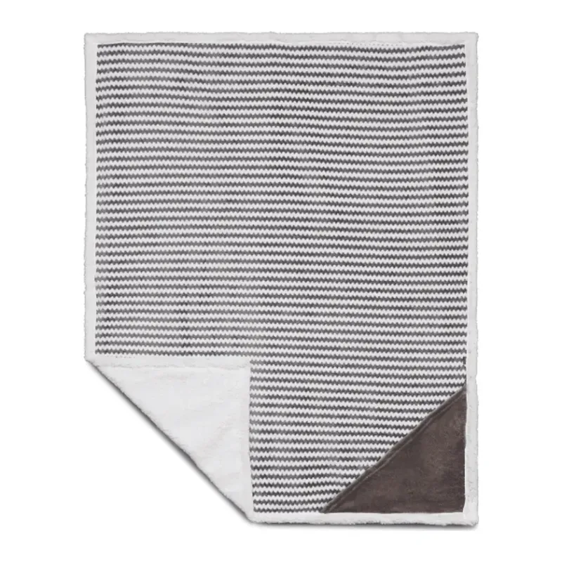 Custom Field & Co. Chevron Striped Sherpa Blanket - 50" x 60" — view 7