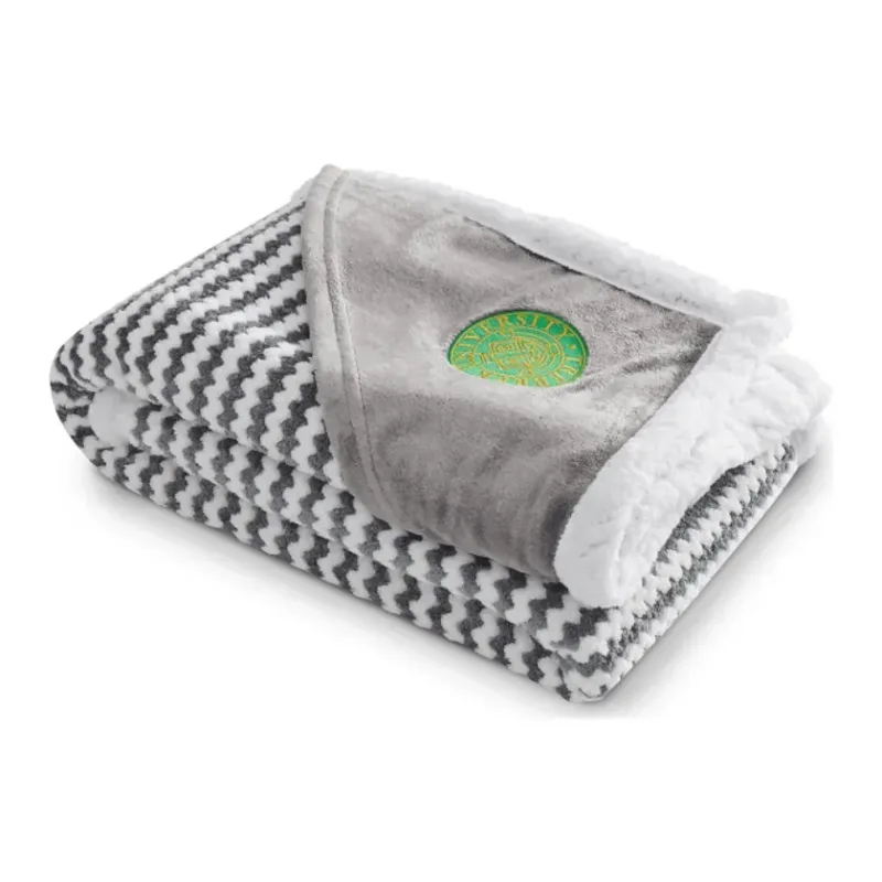 Custom Field & Co. Chevron Striped Sherpa Blanket - 50" x 60" — view 8