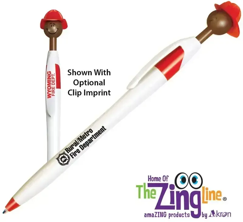 Fire Chief Smilez Customizable Pen - Dark Tone with Red Trim