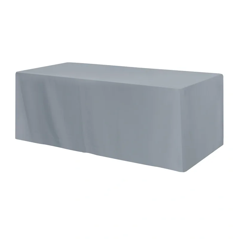 Fitted Poly/Cotton 3-sided Table Cover - fits 8' standard table — view 3