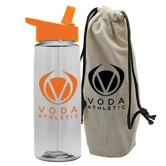 Flair Tritan® Bottle with Flip-Straw Lid in a Cotton Bag (26 oz.) — view 10