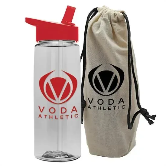 Flair Tritan® Bottle with Flip-Straw Lid in a Cotton Bag (26 oz.) — view 14