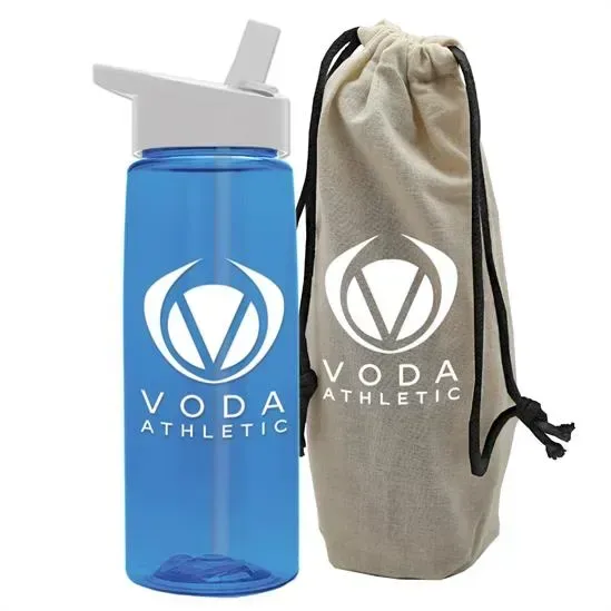 Flair Tritan® Bottle with Flip-Straw Lid in a Cotton Bag (26 oz.) — view 15