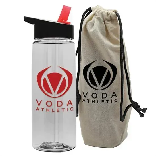 Flair Tritan® Bottle with Flip-Straw Lid in a Cotton Bag (26 oz.) — view 17