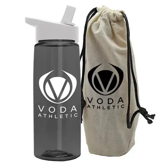 Flair Tritan® Bottle with Flip-Straw Lid in a Cotton Bag (26 oz.) — view 18