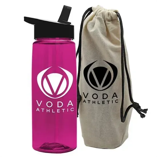 Flair Tritan® Bottle with Flip-Straw Lid in a Cotton Bag (26 oz.) — view 20