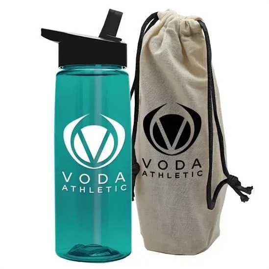 Flair Tritan® Bottle with Flip-Straw Lid in a Cotton Bag (26 oz.) — view 21