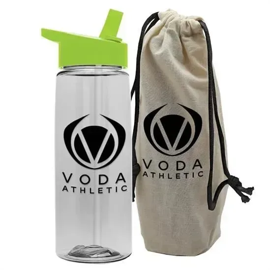 Flair Tritan® Bottle with Flip-Straw Lid in a Cotton Bag (26 oz.) — view 24