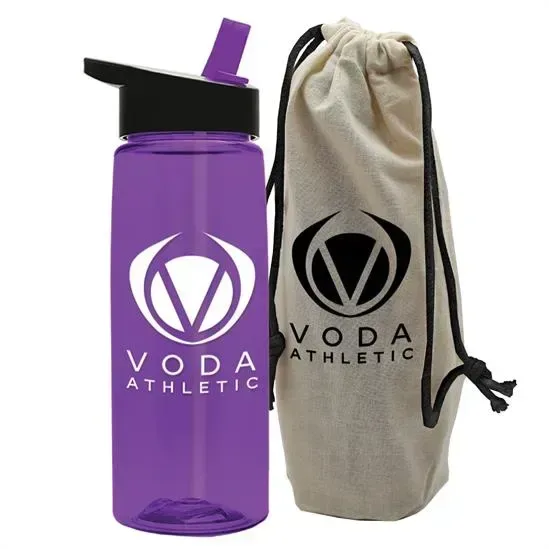 Flair Tritan® Bottle with Flip-Straw Lid in a Cotton Bag (26 oz.) — view 25