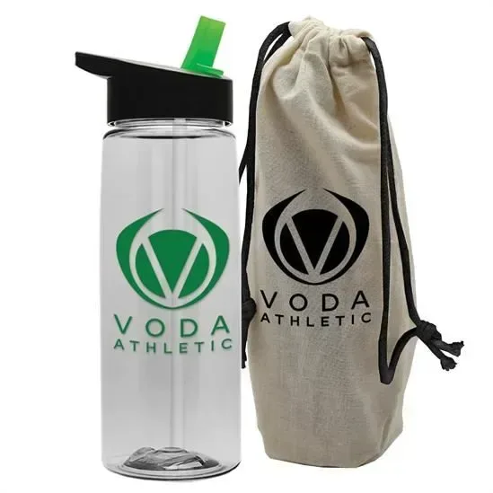 Flair Tritan® Bottle with Flip-Straw Lid in a Cotton Bag (26 oz.) — view 29