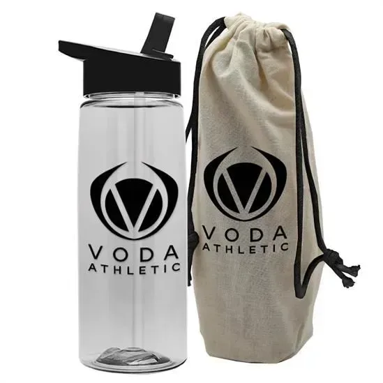 Flair Tritan® Bottle with Flip-Straw Lid in a Cotton Bag (26 oz.) — view 30