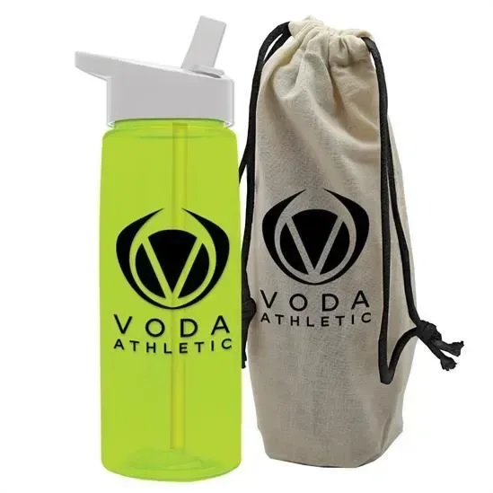 Flair Tritan® Bottle with Flip-Straw Lid in a Cotton Bag (26 oz.) — view 31
