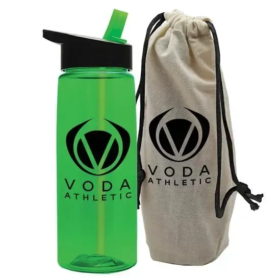 Flair Tritan® Bottle with Flip-Straw Lid in a Cotton Bag (26 oz.) — view 32