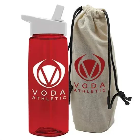 Flair Tritan® Bottle with Flip-Straw Lid in a Cotton Bag (26 oz.) — view 5