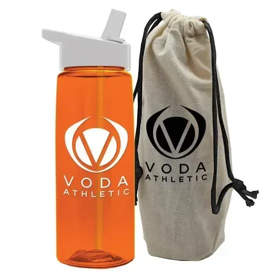 Flair Tritan® Bottle with Flip-Straw Lid in a Cotton Bag (26 oz.) — view 7