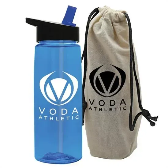 Flair Tritan® Bottle with Flip-Straw Lid in a Cotton Bag (26 oz.) — view 8