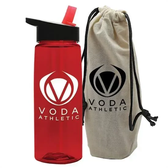 Flair Tritan® Bottle with Flip-Straw Lid in a Cotton Bag (26 oz.) — view 9
