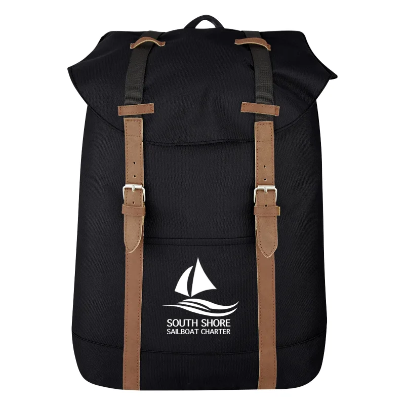 Custom Printed Flap Drawstring Backpack — view 2