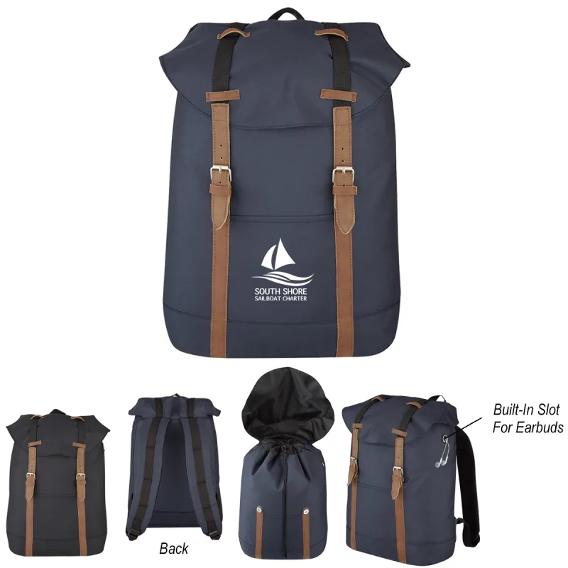 Custom Printed Flap Drawstring Backpack — view 6