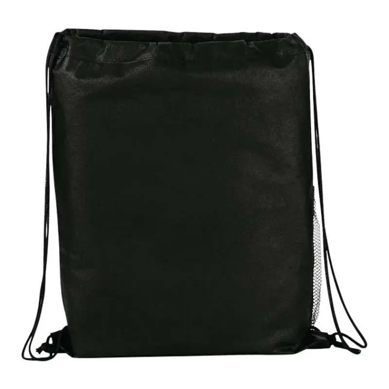 Custom Flare Drawstring Bag with Front Pocket and Water Bottle Pocket — view 4