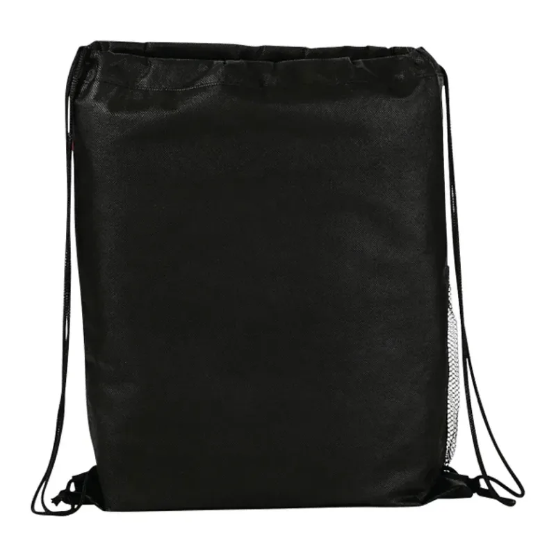 Custom Flare Drawstring Bag with Front Pocket and Water Bottle Pocket — view 7