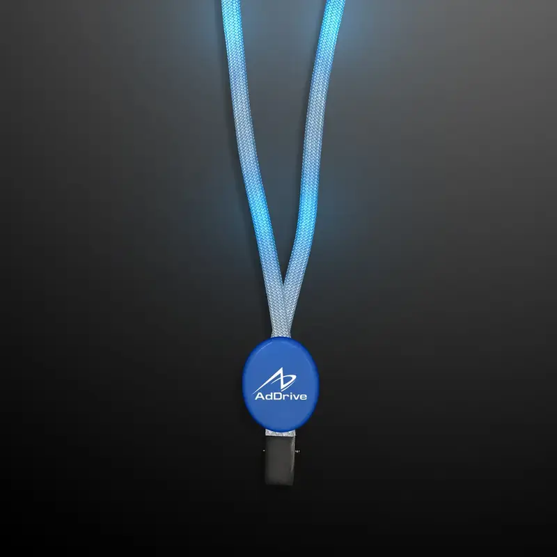 Flashing Blue Lanyard with Badge Clasp