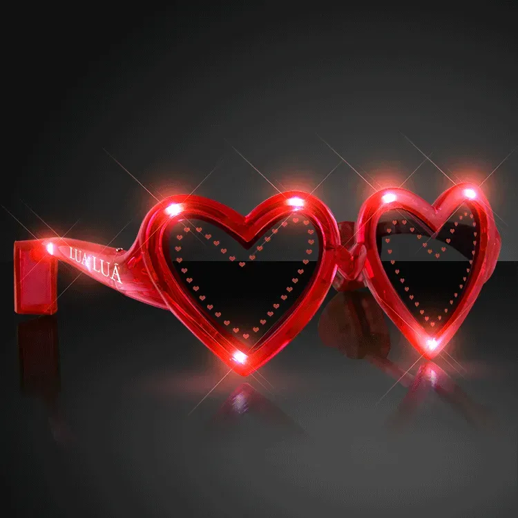 Flashing Heart Shaped Red Light Up Sunglasses