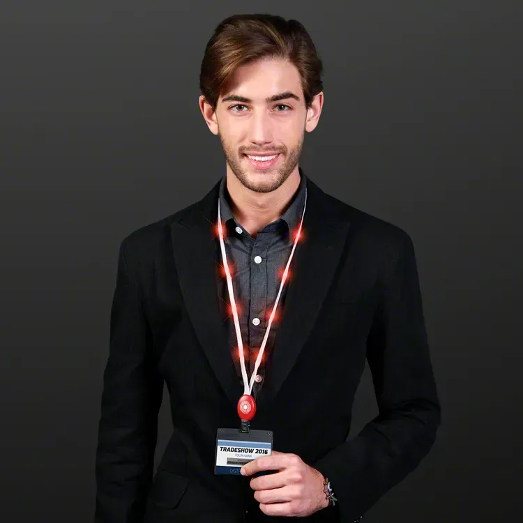 Flashing Red Lanyard with Badge Clasp — view 2