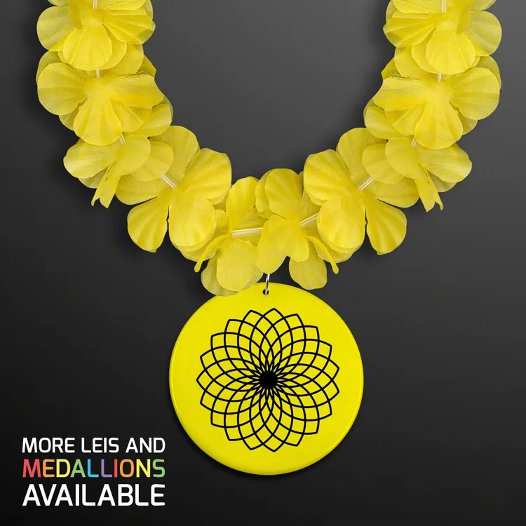 Flower Lei Necklace with Bright Color Medallion (Non-Light Up) — view 10