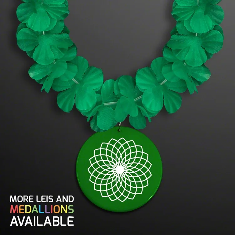 Flower Lei Necklace with Bright Color Medallion (Non-Light Up) — view 11