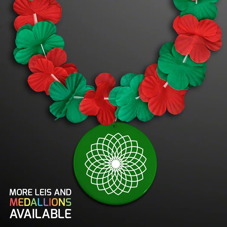 Flower Lei Necklace with Bright Color Medallion (Non-Light Up) — view 14