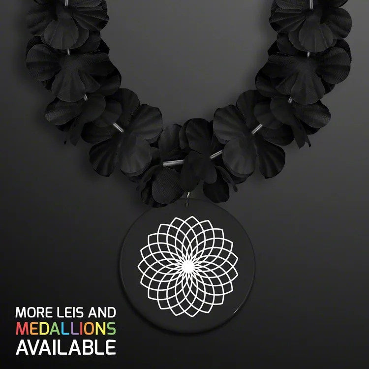Flower Lei Necklace with Bright Color Medallion (Non-Light Up) — view 4