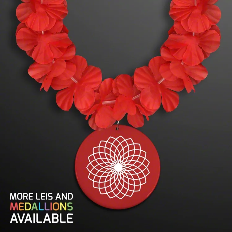 Flower Lei Necklace with Bright Color Medallion (Non-Light Up) — view 6