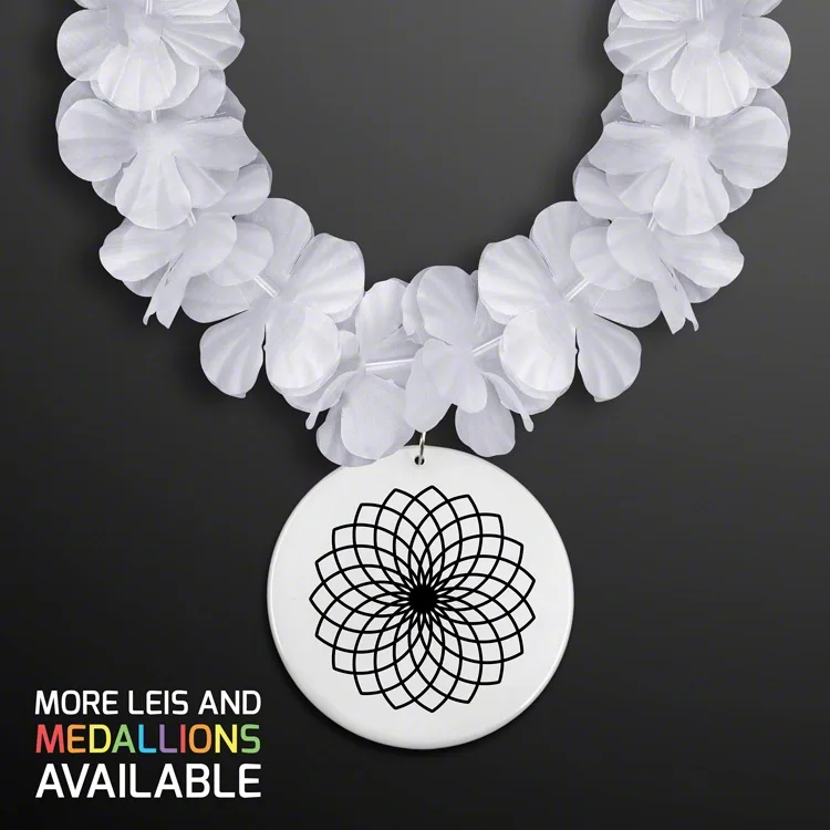 Flower Lei Necklace with Bright Color Medallion (Non-Light Up) — view 9