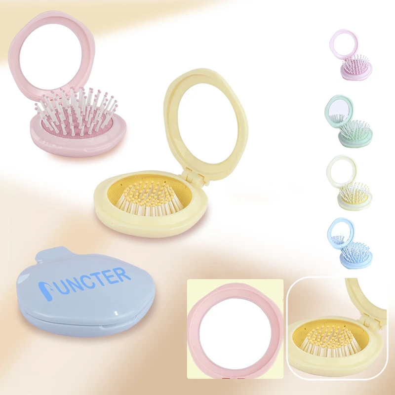 Foldable 2 in 1 Shell Mirror Comb