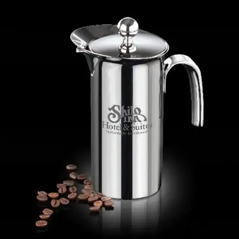 Stainless Steel Logo French Coffee Press and Mug Set