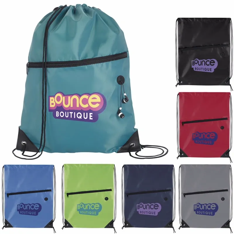 Custom Front Zip Drawstring Backpack