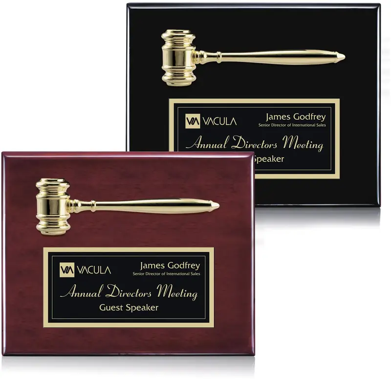 Customizable Logo Gavel Plaque - Professional Business Award