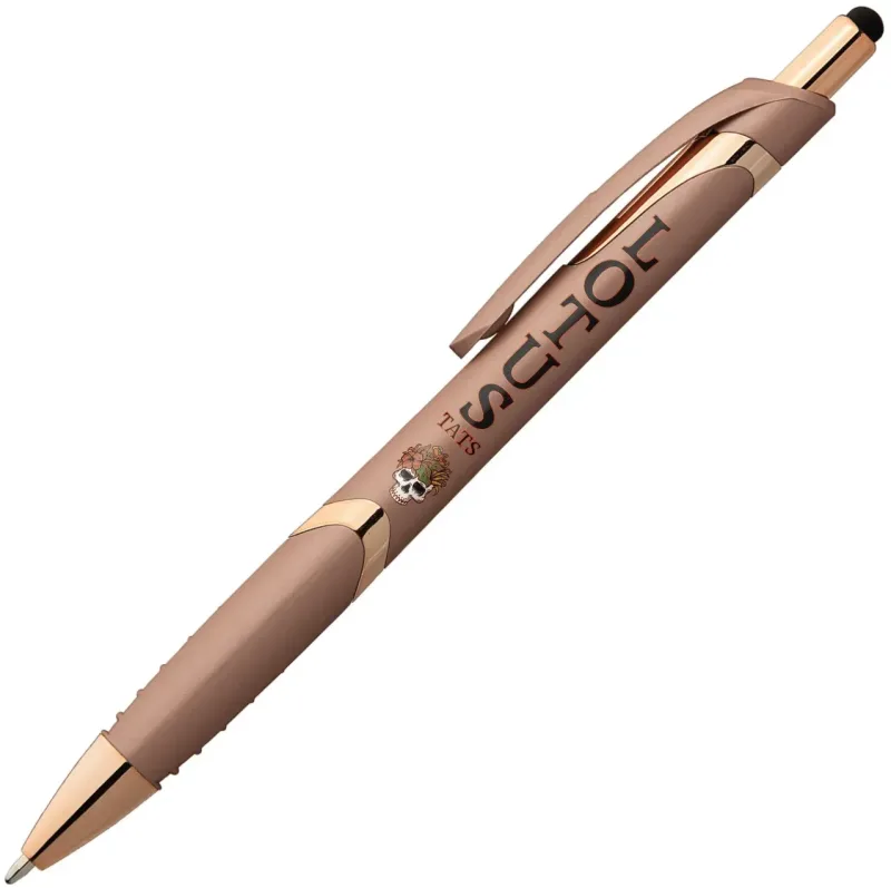 Personalized Gemini Softy Rose Gold Pen with Stylus — view 2