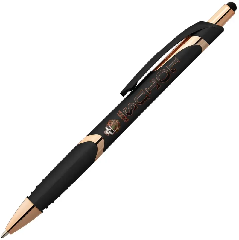 Personalized Gemini Softy Rose Gold Pen with Stylus — view 3