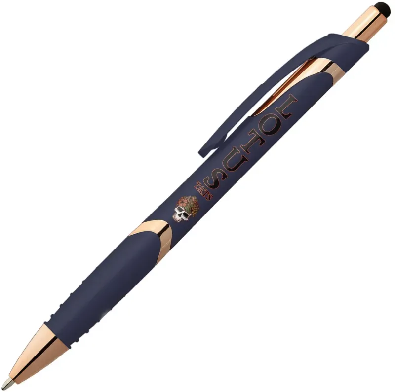 Personalized Gemini Softy Rose Gold Pen with Stylus — view 4
