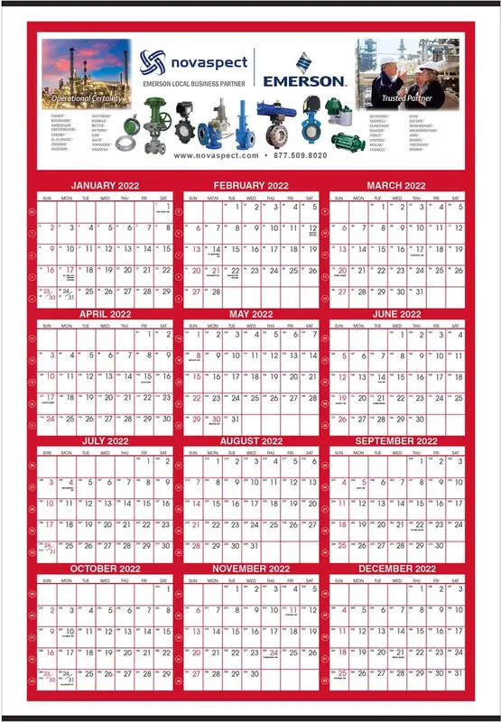 GIANT Full Color Yearly View Wall Calendar (Weekly Numbering)