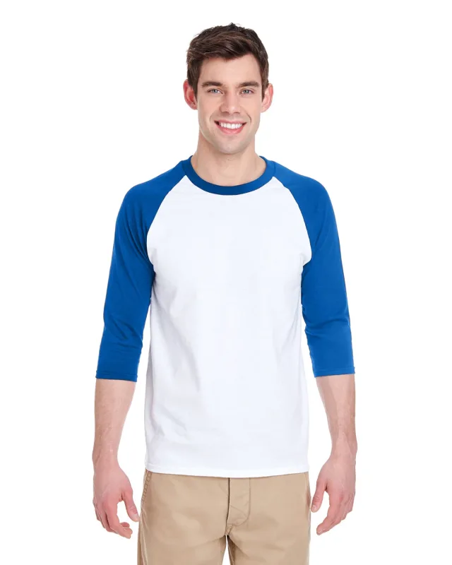 Gildan Adult Heavy Cotton Three-Quarter Raglan Sleeve T-Shirt — view 11