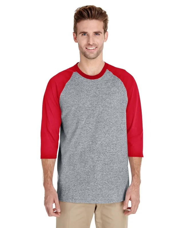 Gildan Adult Heavy Cotton Three-Quarter Raglan Sleeve T-Shirt — view 17
