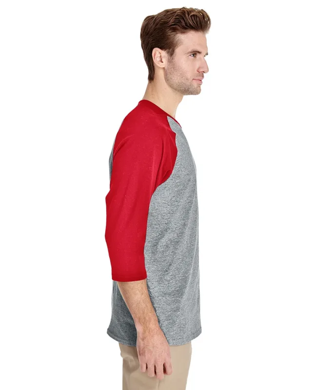 Gildan Adult Heavy Cotton Three-Quarter Raglan Sleeve T-Shirt — view 18