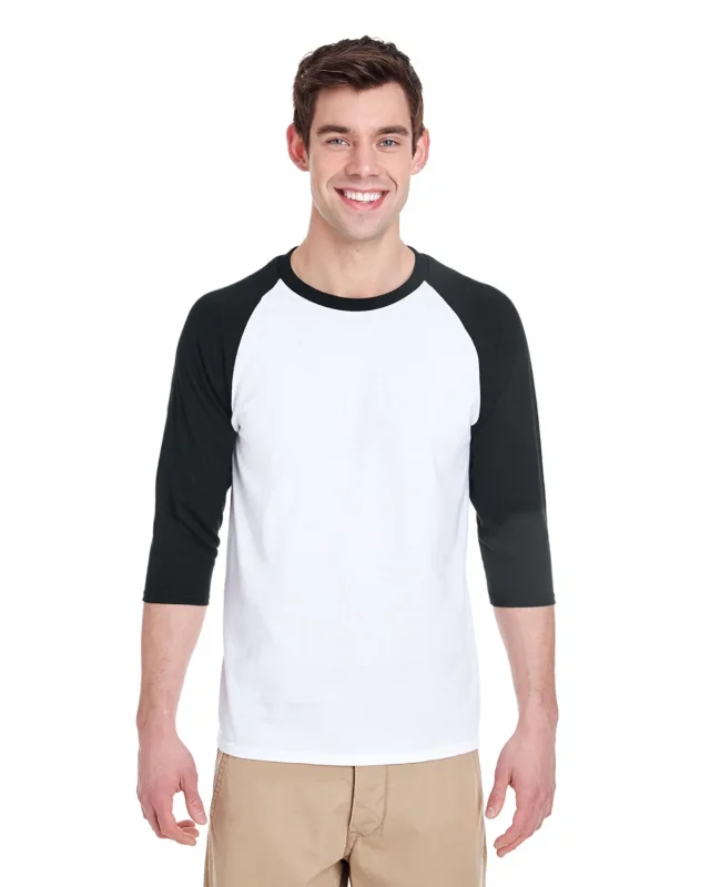 Gildan Adult Heavy Cotton Three-Quarter Raglan Sleeve T-Shirt — view 2