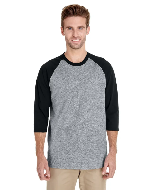 Gildan Adult Heavy Cotton Three-Quarter Raglan Sleeve T-Shirt — view 26