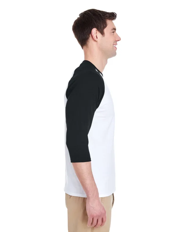 Gildan Adult Heavy Cotton Three-Quarter Raglan Sleeve T-Shirt — view 3